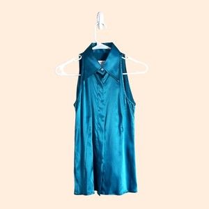 NWT Maison Martin Margiela Halter Turquoise Silk Shirt